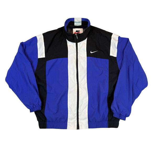 VTG Nike Windbreaker 80s 90s Jacket Logo Youth XL Men's S/M Y2K Blue White Retro - Picture 1 of 9